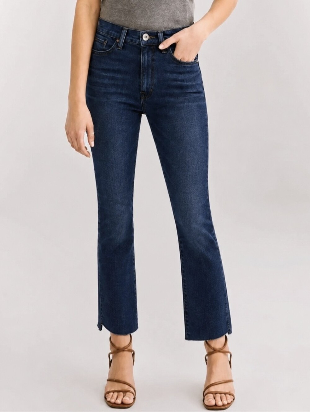 Morrison Denim The Starlet Cropped Jeans Raw Hem Dark Wash Sz 31 NEW $148